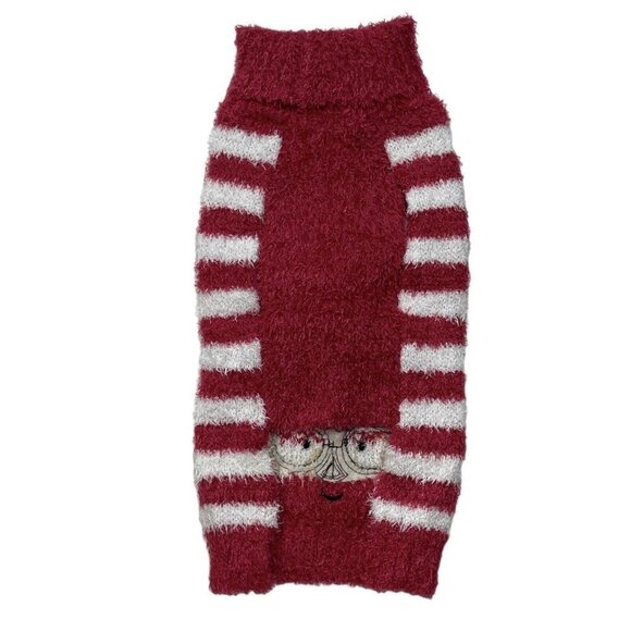 CYEOLLO Dog Christmas Sweater Red White Stripe Small Santa w/Glasses Pets NEW - Picture 2 of 14